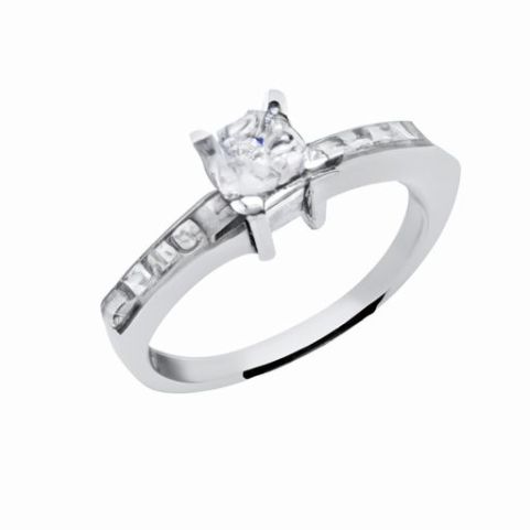 Platina 925 prata esterlina casal anel de noivado de casamento jóias moissanite anel de noivado de casamento para mulheres HL008 fino 1 quilate VVS banhado