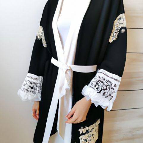 Gaun Malam Dubai Lengan Panjang Warna Galabia Jibba Leher Kru Wanita Baru Layanan Desain Pakaian Arab Kardigan Lengan Panjang Musim Semi Putih Spot