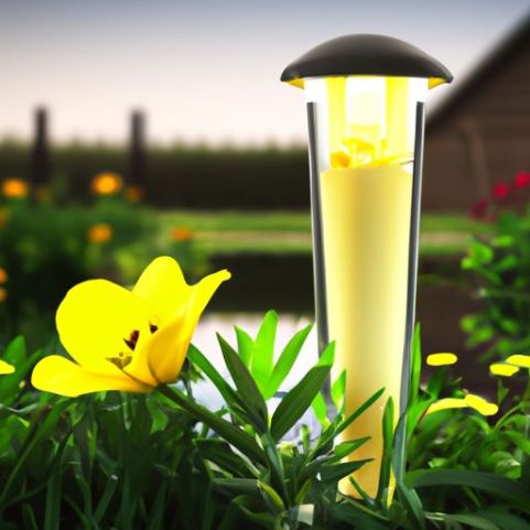 Simulazione in PVC lampada a colonna solare con fiori selvatici, luce da giardino per paesaggi, comunità, ville, decorazioni da giardino Nuovo impermeabile per esterni