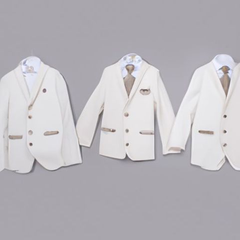 3 पीस आइवरी लड़कों के औपचारिक विवाह सेट लड़कों के सूट ड्रेस सूट पुरुष ब्लेज़र्स जेंटलमैन जैक कपड़े टॉडलर बच्चों के कपड़े फुर्तीला जैक्वार्ड फैब्रिक