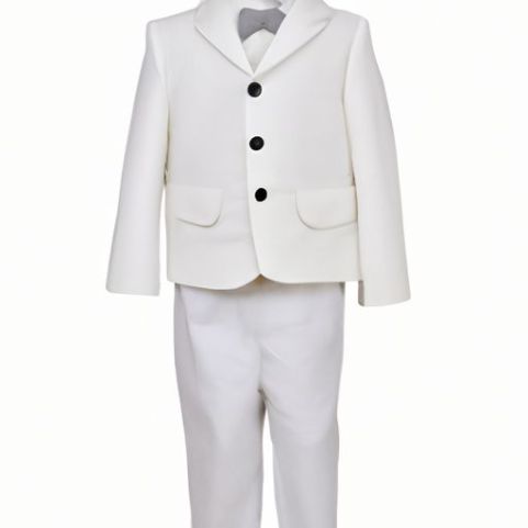 Vestido de terno formal branco para criança menino gravata borboleta primavera outono vestido de cavalheiros calças crianças menino roupas batistas