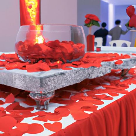 งานแต่งงานวันวาเลนไทน์ขนาดโรแมนติกคุณภาพดีตกแต่งตาราง Confetti กลีบกุหลาบสีแดงผ้าไหมกลีบประดิษฐ์สำหรับ