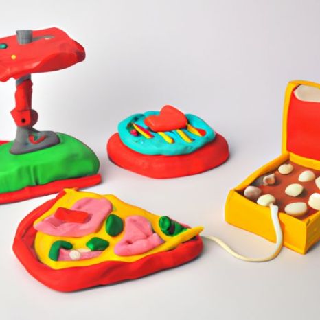 मड पिज्जा मशीन सेट प्लास्टिसिन मॉडलिंग गुड़िया घर की सजावट मिट्टी बच्चों के खेलने के आटे के खिलौने रंग