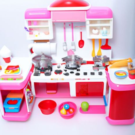 up ألعاب المطبخ التظاهري لعبة مطبخ البيت 3 في 1 مجموعة الطبيب حقيبة عربة مكياج لعبة للفتيات
