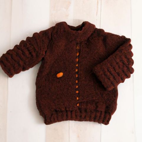 100-процентный хлопок, трикотаж на заказ с вышивкой, большой коричневый вязаный свитер для новорожденных, детский пуловер, детская одежда, теплая вязаная детская одежда