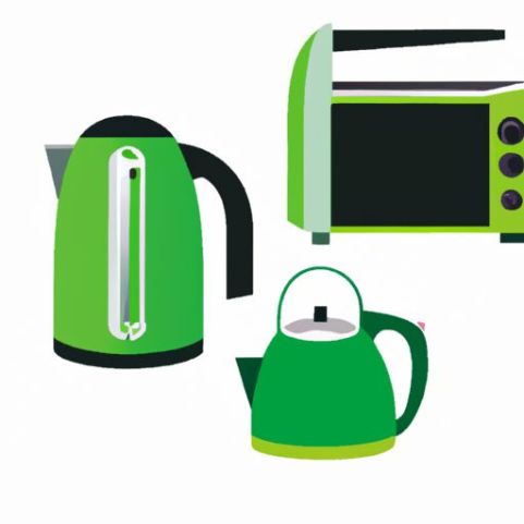 Ấm đun nước điện và máy nướng bánh mì Bộ lớn 2l Bình điện ấm đun nước và máy nướng bánh mì màu xanh lá cây