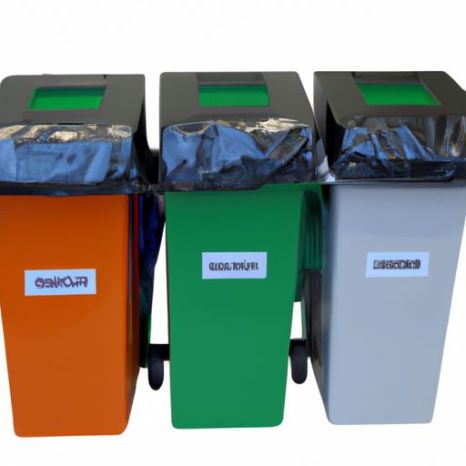 종이, 유리, 플라스틱 재활용 쓰레기봉투용 손잡이가 있는 별도의 재활용 쓰레기통 플라스틱 쓰레기 대용량 40L 포장 3